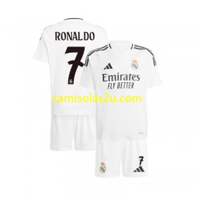 Camisolas de futebol Real Madrid Cristiano Ronaldo 7 Criança Equipamento Principal 2024/25 Manga Curta